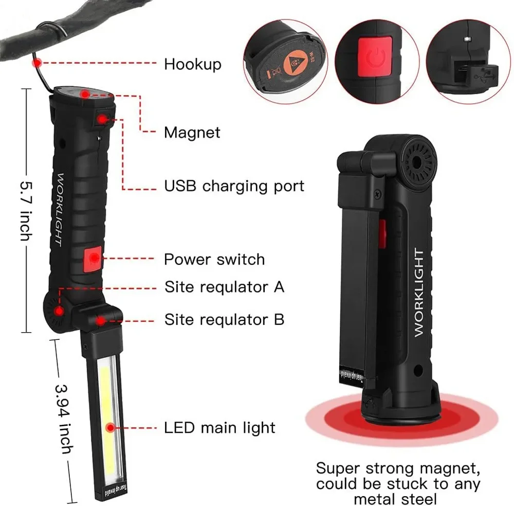 Portable COB LED Flashlight US - Power Bank recension och pris