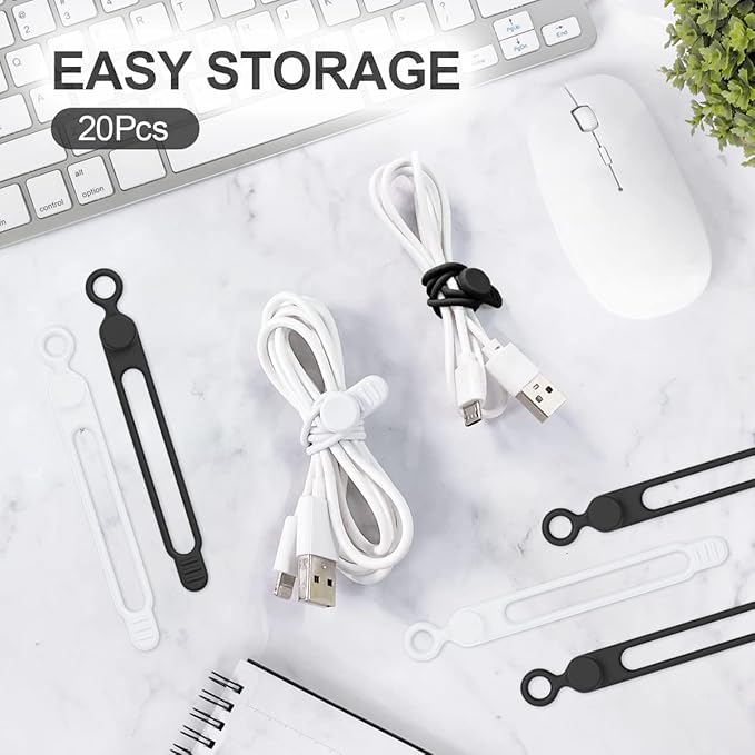 10pcs Silicone Cable Ties,Cord - Cable Organizer recension och pris