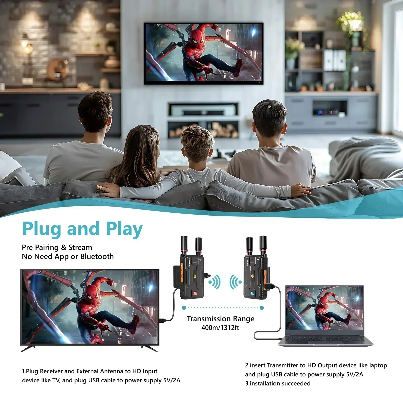 400m 5G 4K Wireless Video Tran - Hdmi Adapter recension och pris